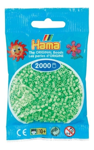 Hama Beads Mini Perler 2000 Unid Color Verde Pastel Pixelart