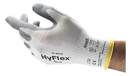 Hyflex 11-800 Nylon Glove, Gray Foam Nitrile Coating, K...