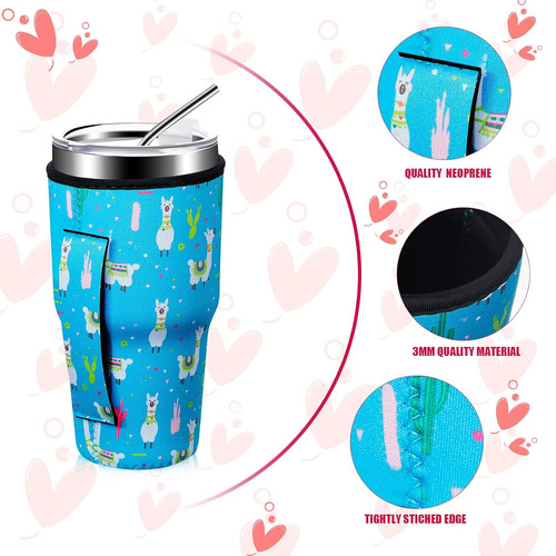4 Piezas De Fundas Reutilizables Café Helado De Neopre...