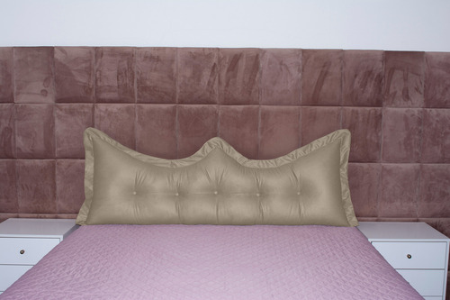 Almofada Encosto Coroa Queen 160 Cm Bege Lisa