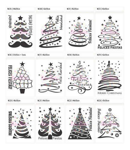 Vinilos Vidrieras Navideño Colgante Regalos + Arbol Navidad