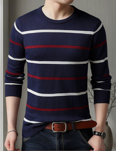 . Suéter Para Hombre Suéter Casual A Rayas Para Hombre