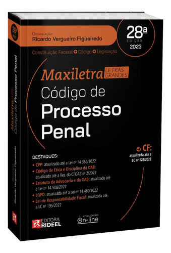 Código De Processo Penal - Coleção Maxiletra, De Ricardo Vergueiro Figueiredo. Editora Juposdvim, Capa Mole, Edição 28ª/2023 Em Português, 2023