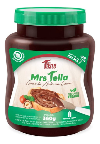 Mrs Taste Mrs Tella Creme De Avelã C/ Cacau Vegano 360gr