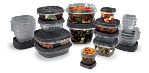 Recipientes Para Alimentos De Plastico Con Tapa 21 Pz Negro