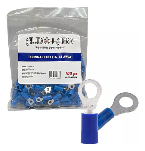 Terminal De Ojo Azul Audio Labs Adl-to-az1614 Calibres 16-14