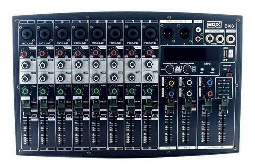 Mesa Som Mixer Boxx Bx8 8 Canais Lives E Gravações Interface