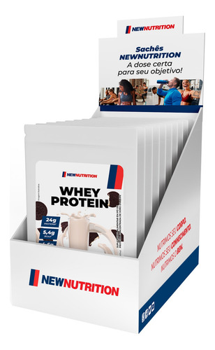 Display 12 Un Whey Protein Concentrado Em Pó 80% Proteína Sabor Cookies
