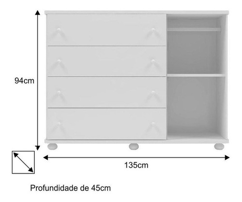 Guarda Roupa+modulo Aéreo + Cômoda+berço E + Colchão