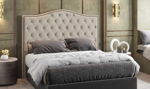 Cabeceira Estofada Cama Box Casal 1,40 Quarto Viena Bege