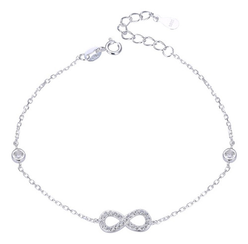 Pulsera Infinito Punto De Luz Blanco Plata Fina 925