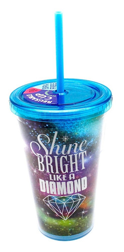 Imagen 1 de 2 de Vaso Termo Con Popote 473ml Varios Diseños