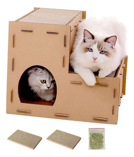 Casa Cama Rascador Mueble De Carton Corrugado Gato Mascota