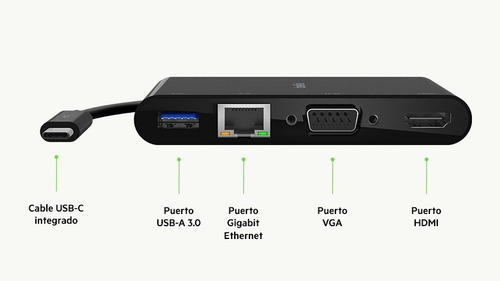 Imagen 2 de 10 de Belkin Multipuerto Usb-c 100w Con Usb 3.0/vga/hdmi(4k),lan
