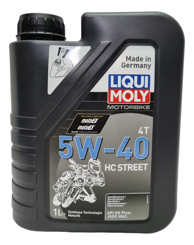 Aceite Liqui Moly 4t Sintetico 5w-40 Hc Street 1l