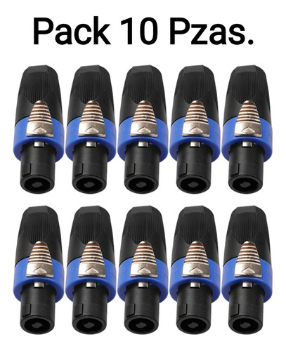 Conector Speakon Macho 4 Polos  Pack De 10 Pzas