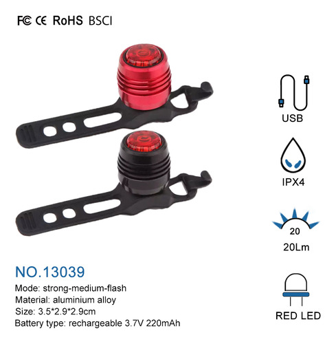 Luz Trasera Rts At Cycling Para Bicicleta, Brillante Y Segur
