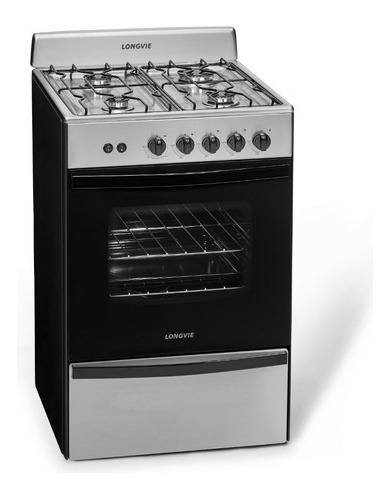 Imagen 1 de 11 de Cocina A Gas Longvie 12331x 56cm Inox Cajón Parrilla