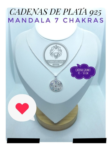 Conjunto De Plata Mandala 7 Chakras + Cadena