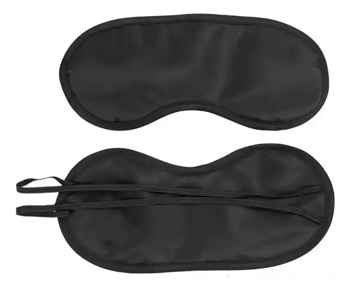 Antifaz para Dormir y Viaje de Algodón Negro Ajustable con Black-Out