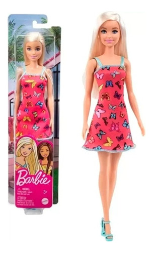 Muñeca Barbie Básica Rubia Con Vestido De Mariposas Original