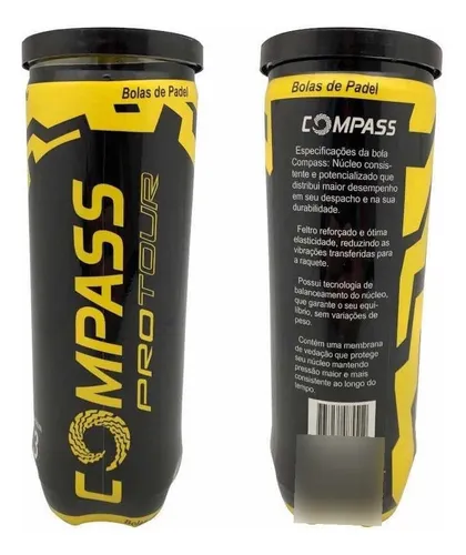 Pack X3 Tubos De 3 Pelotas Compass Pro Tour Para Padel Verde Lima