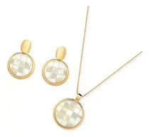 Comprar Set Aros Y Collar Oro 18k Mosaico Nacar - Adcesorios