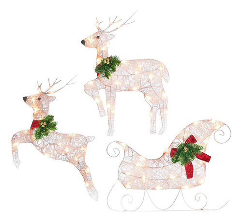 Juego De 3 Piezas De Alces Decorativos Para Jardín De Navida