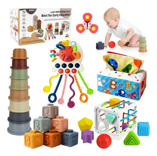 Juguetes Montessori Para Bebés De 6 A 12 Meses – Set De Tazas Y Anillos Apilables – 2 Piezas – Seguros Y Educativos – Regalo Para 1 Año