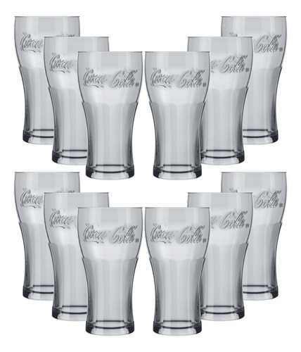 Jogo Copos Vidro Refrigerante Nadir Coca Cola 300 Ml Kit 12 Cor Transparente