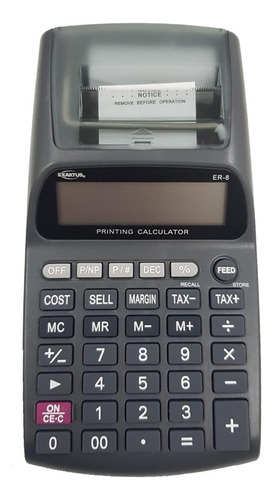 Calculadora Impresora De Escritorio Exaktus Er-8 12 Digitos Color Negro