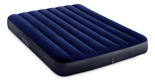 Colchão Inflável Casal Fiber Tech Intex Bomba Eletrica Azul