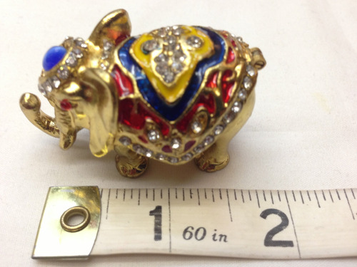 Gorgeous Miniatura Elefante Jewelled Trinket Box Caja Vidrio