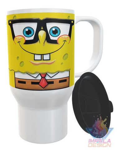 Jarro Termico Bob Esponja Cara Corbata Lentes Plastico