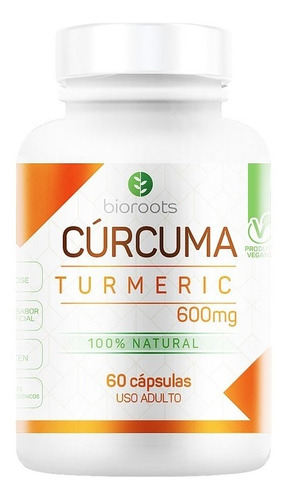 Imagem 2 de 4 de Cúrcuma Pura Turmeric 600mg Natural Bioroots 60 C Curcumina