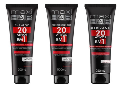 Kit 20 Ativos Em 1 Maxihair Shamp+cond+defrizante