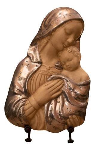 Virgen Mx Con Niño Cerámica Figura Religiosa Campoamor Deco