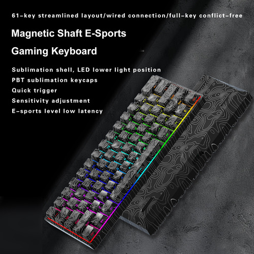 Teclado Ergonômico Com Fio Mecânico De 61 Teclas Hot-swap Ga