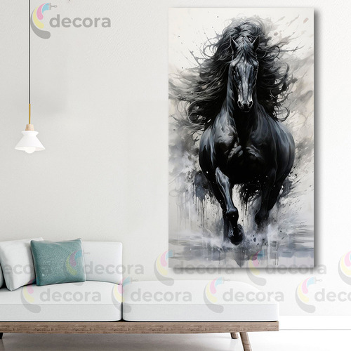 Cuadro Artistico Caballos Canvas Sala Comedor 130x70 Anim10