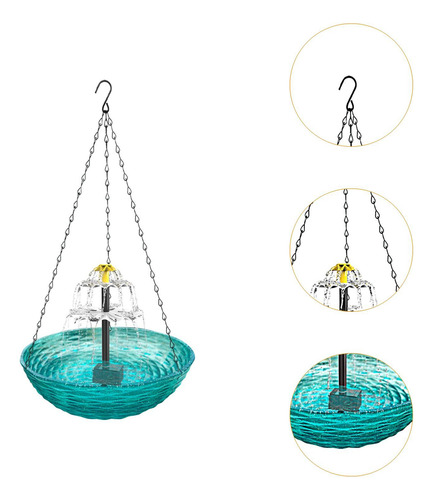 Banho De Pássaro Solar 925inchx925inchx1969inch Pátio Azul