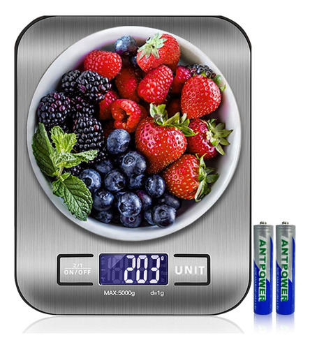 Báscula Digital De Cocina Acero Inoxidable 5 Kg Pantalla Lcd