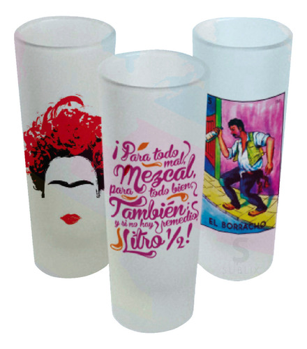 60 Vaso Tequilero 2oz Vidrio Satinado Sublimar Sublimación