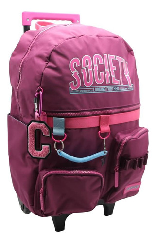 Mochila Carro Society Con Llavero 18 - Cresko Rosa Lisa