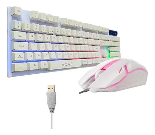 Combo Gamer Rgb Teclado Mouse Usb Luz Led Rainbow 3200dpi