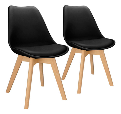 Kit 2 Cadeiras Charles Eames Leda Design Wood Estofada