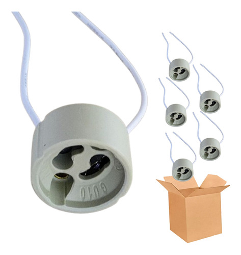 Pack 5 Socket Base Conector Gu10 De Ceramica Para Foco Led Blanco