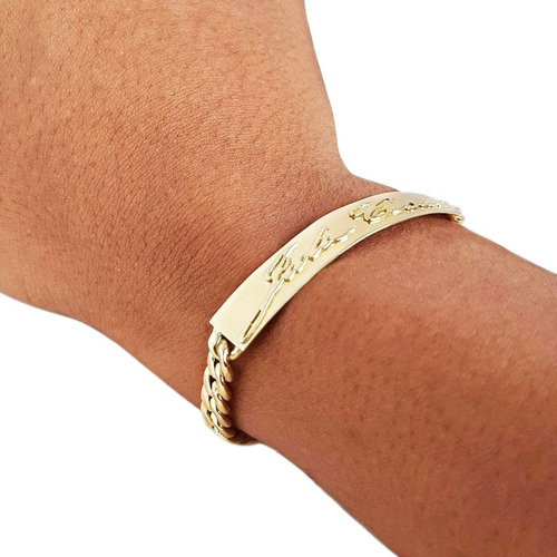 Pulseira Grumet Placa 15 Gramas 7mm Ouro 18k 750 Comprimento 19 Cm