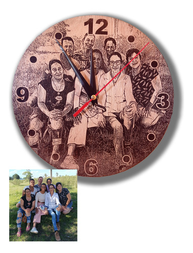 Reloj De Pared Personalizado De Madera Con Foto 20cm