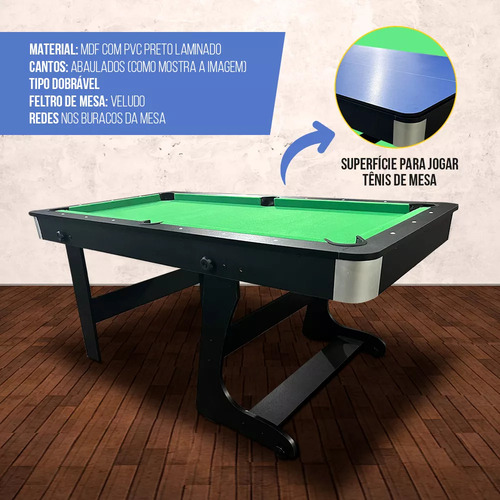 Mesa Multi Jogos De Sinuca E Ping Pong Ahead Dobrável