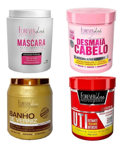 Kit Alto Impacto, Desmaia Cabelo, Banho Verniz E Uti 1kg